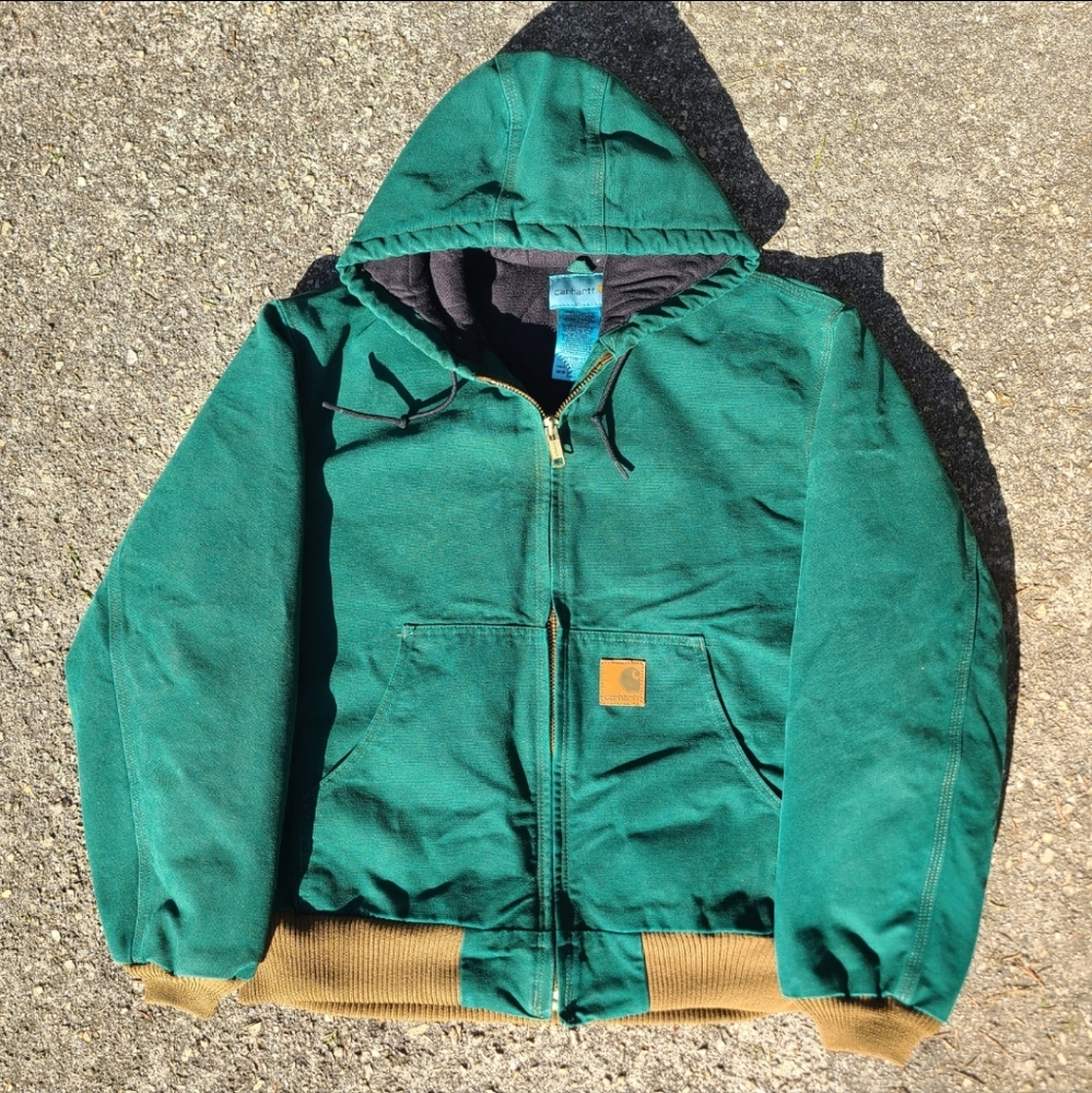 Carhartt J130 Style Hooded Canvas Jacket Emerald Green LARGE
